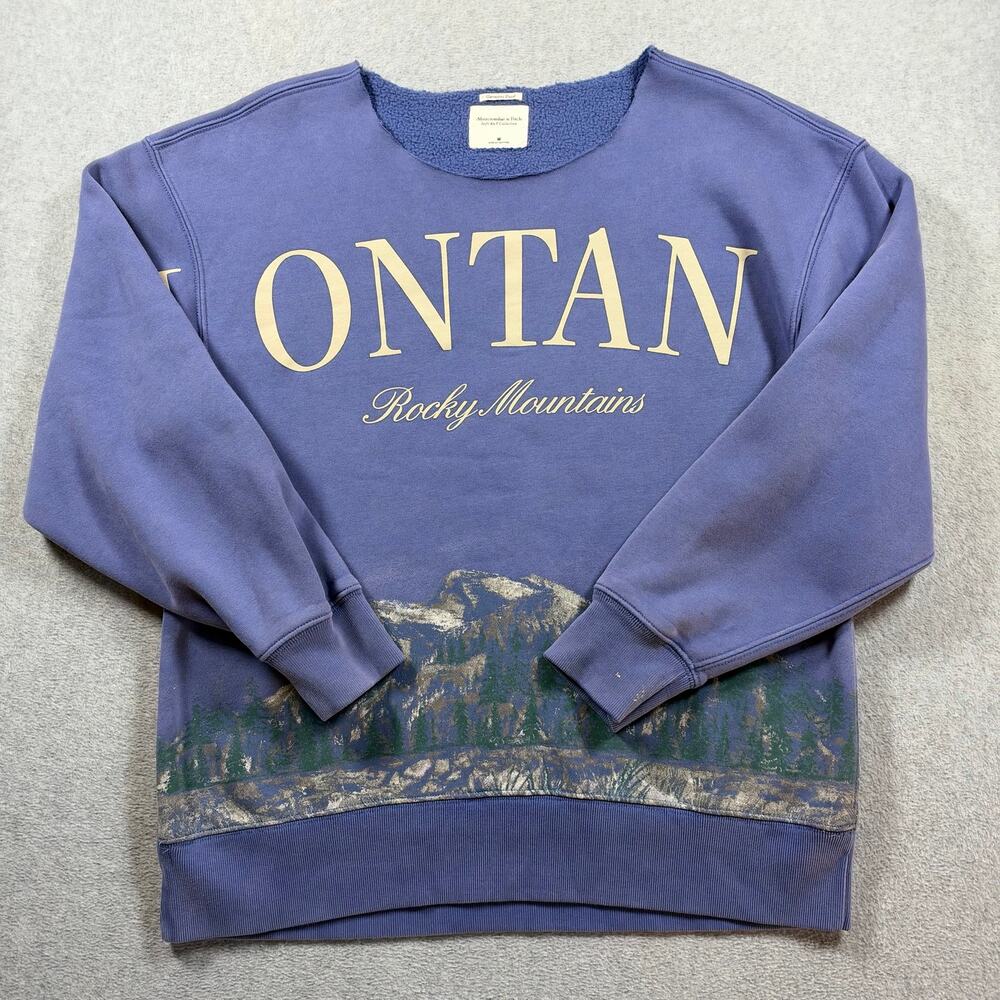 Abercrombie & Fitch Montana Sweatshirt Women's Medium Purple Mountains Graphic